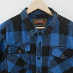 Trail Crest Flannel Shirt Mens 2XL Blue Black Buffalo Plaid Cotton Outdoorsman